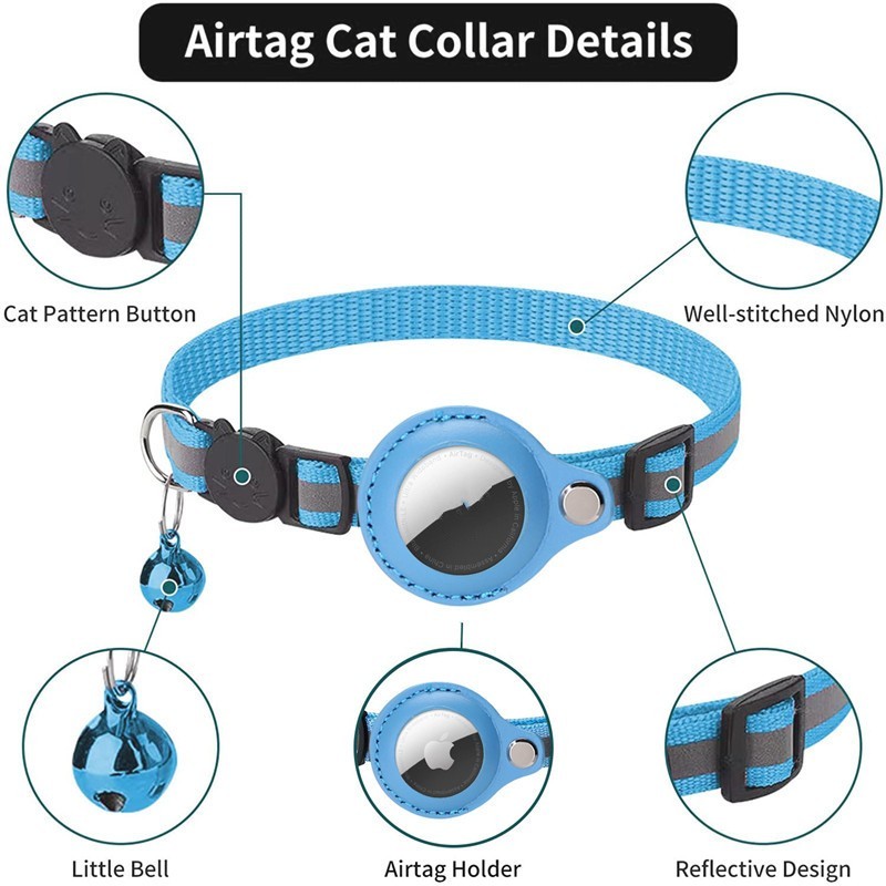 Reflective Pet Collar with Bell & Airtag