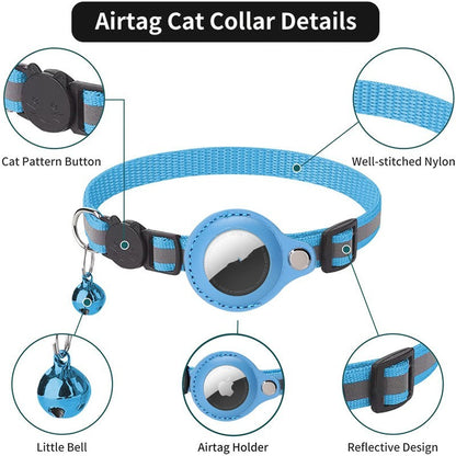 Reflective Pet Collar with Bell & Airtag